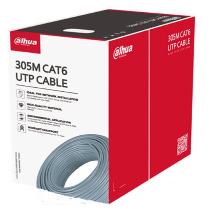 CABLE UTP CAT6 PARA INTERIROR MARCA DAHUA CAJA DE 305MTS COLOR GRIS CABLE UTP CAT6 PARA INTERIROR MARCA DAHUA CAJA DE 305MTS COLOR GRIS